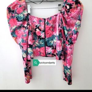 Vintage style Summer Puff Sleeve Blouse Crop top